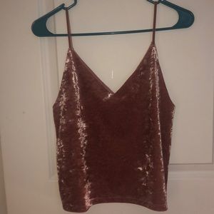 Dressy pink velvet tank top.